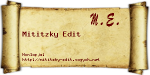 Mititzky Edit névjegykártya